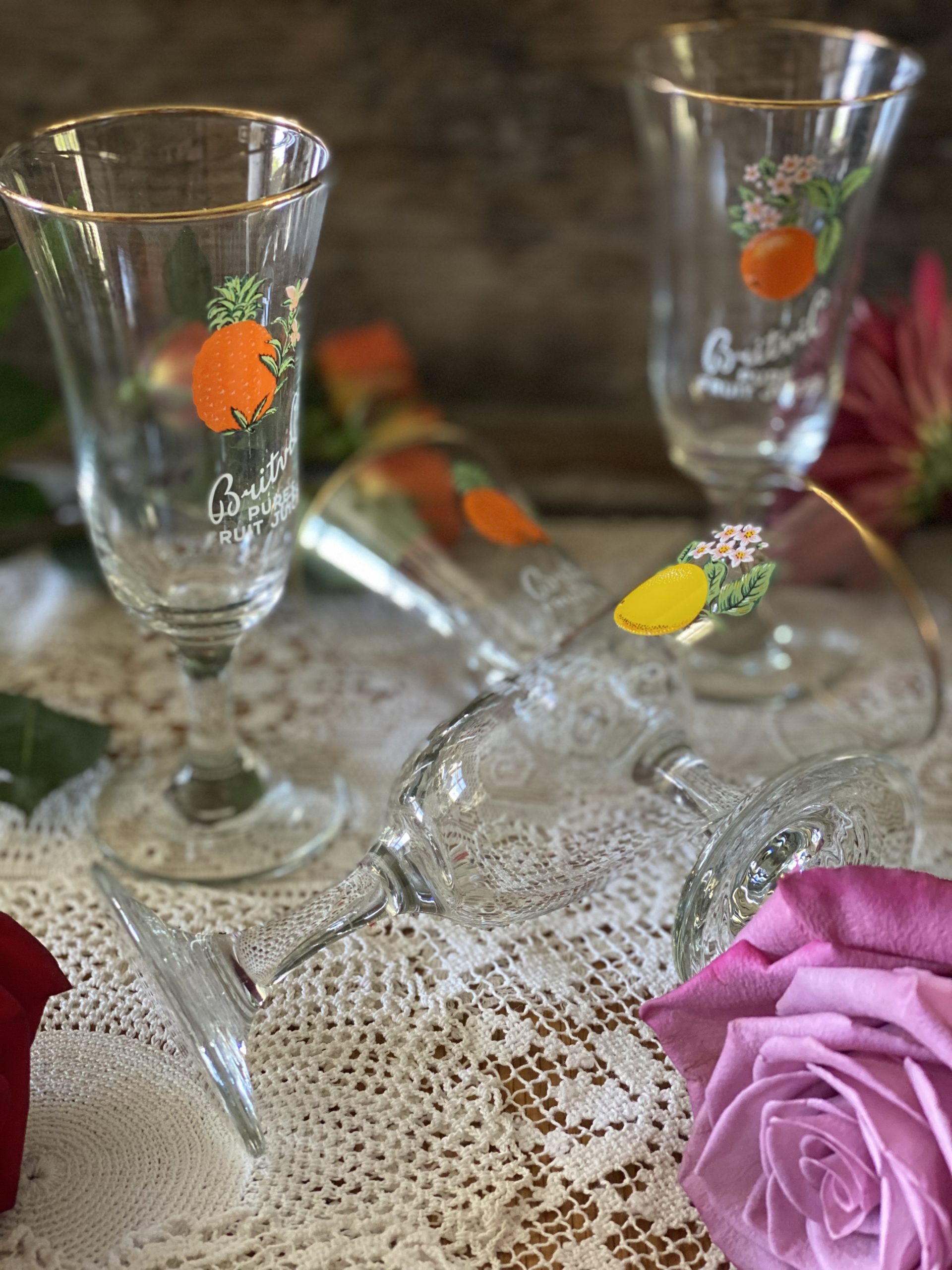 Retro Britvic Fruit Juice Glasses Grace Jenkins Home