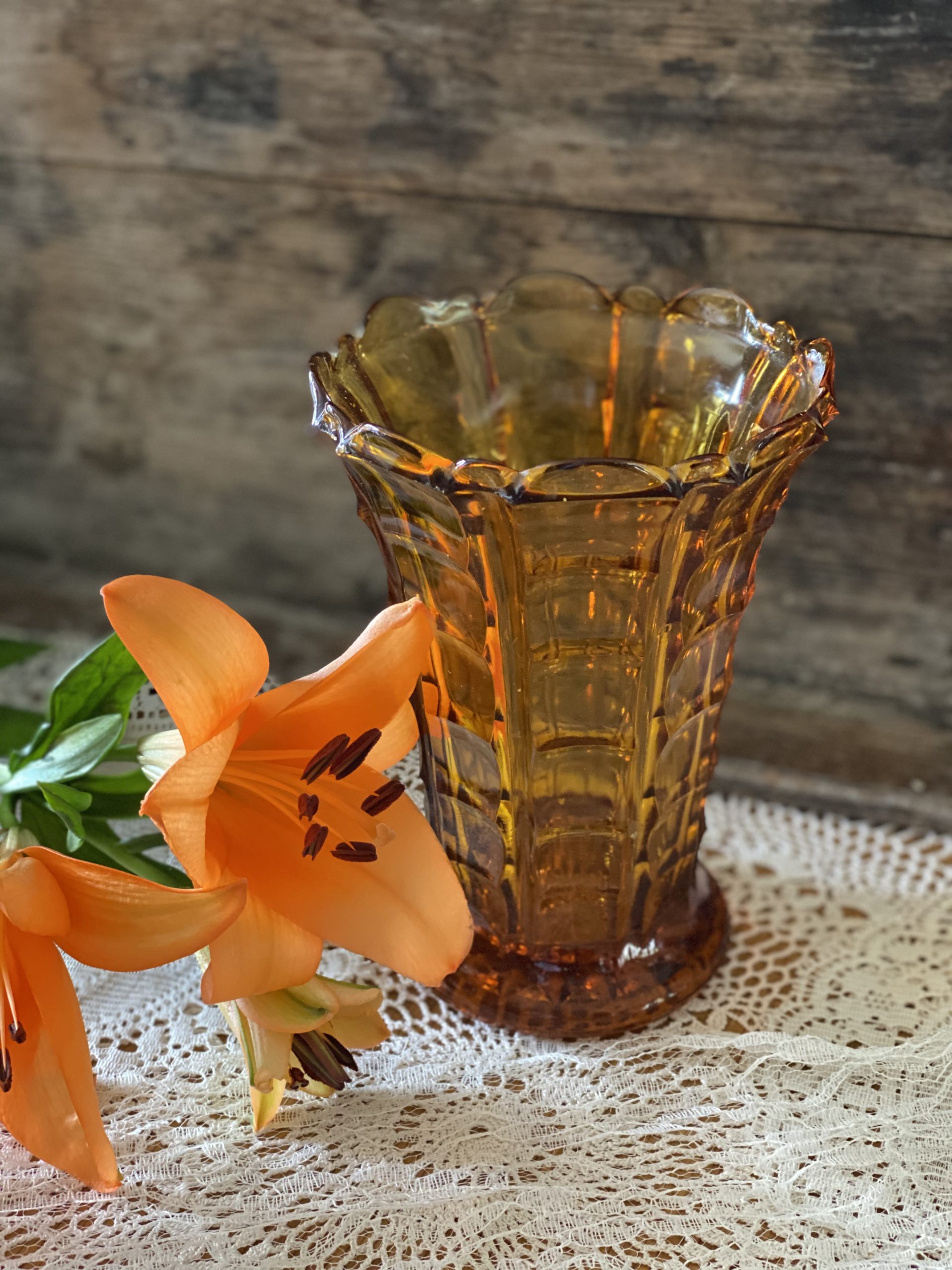 Vintage Art Deco Amber Glass Vase Grace Jenkins Home