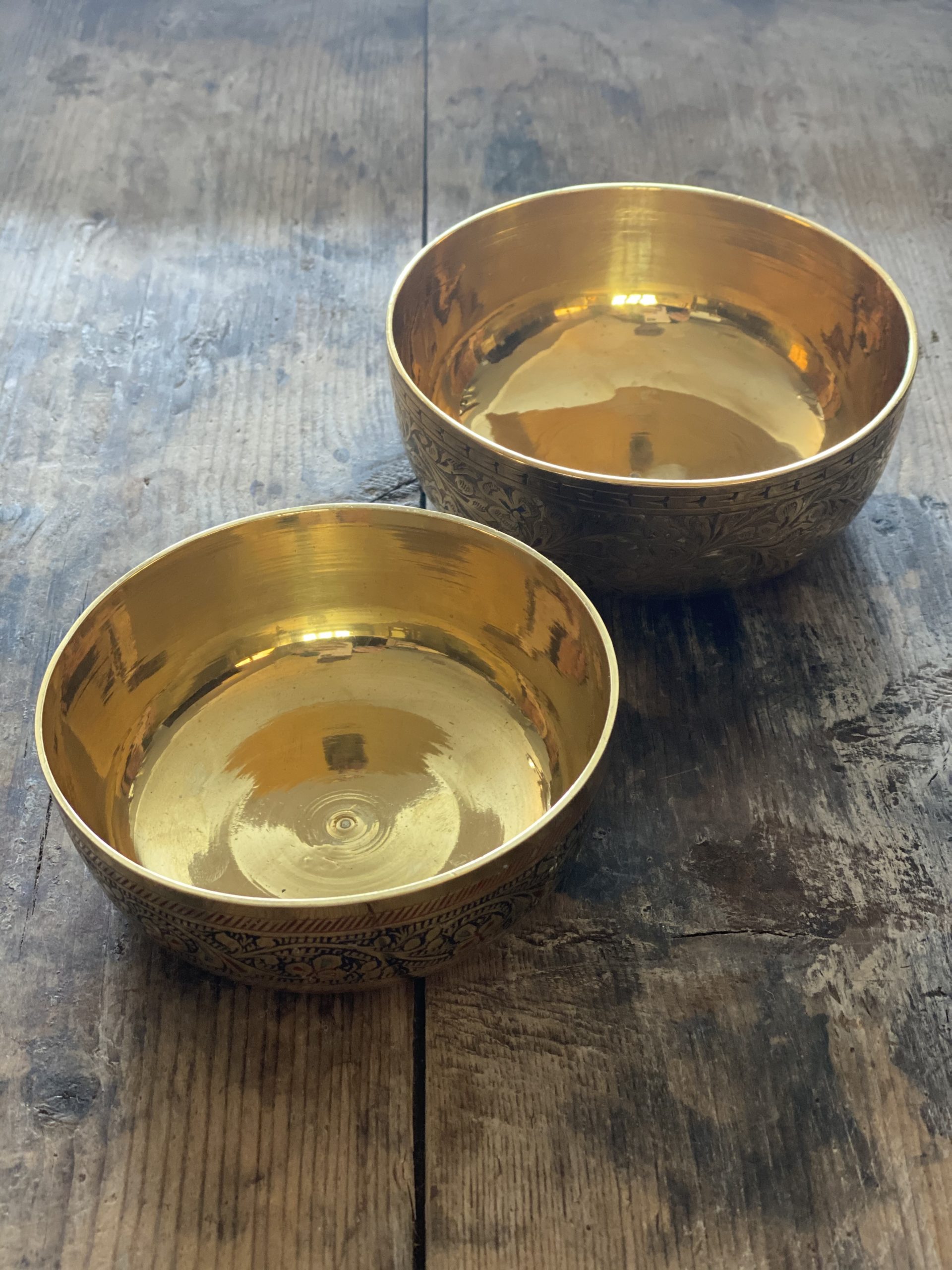 Set of 2 Vintage Indian Brass Dishes Grace Jenkins Home