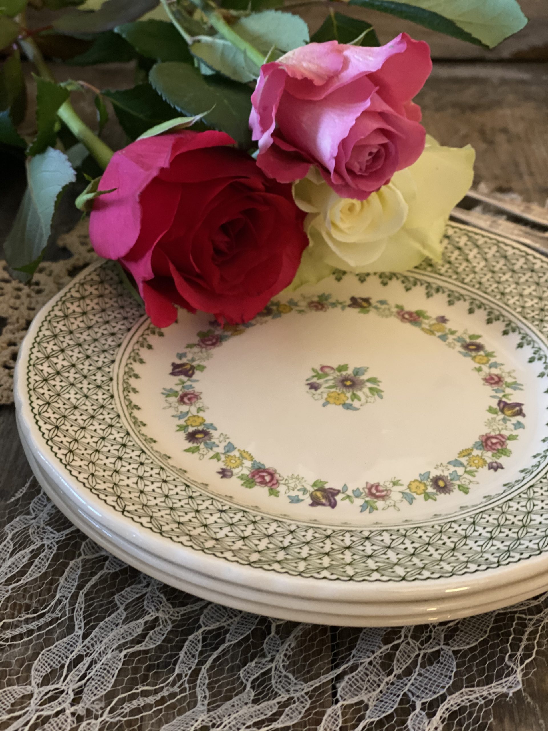 Set of 3 Vintage Cake Plates Grace Jenkins Home